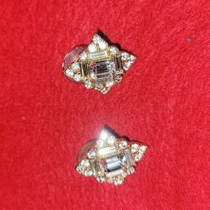 Monet Diamond Shaped Rhinestone Pierced Earrings